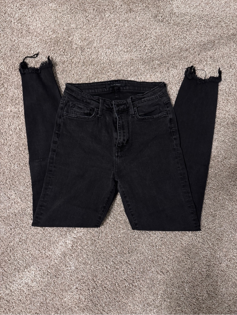 Flying Monkey Black Distressed Raw-Hem Skinny Jeans